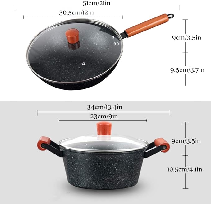 Cooking Pot Non Stick Cookware Sets3 Piece Stone-Derived Pots and PansFrying Pan and Saucepan Set for BakingBroilingFryingRoasting vision