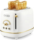 Hazel Quinn 2-Slice Retro Toaster 6 Browning Levels 3 Functions-Defrost/Reheat/Cancel Removable Crumb Tray for Easy to Clean 1.5 Inches Extra Wide Slots - Pearl White
