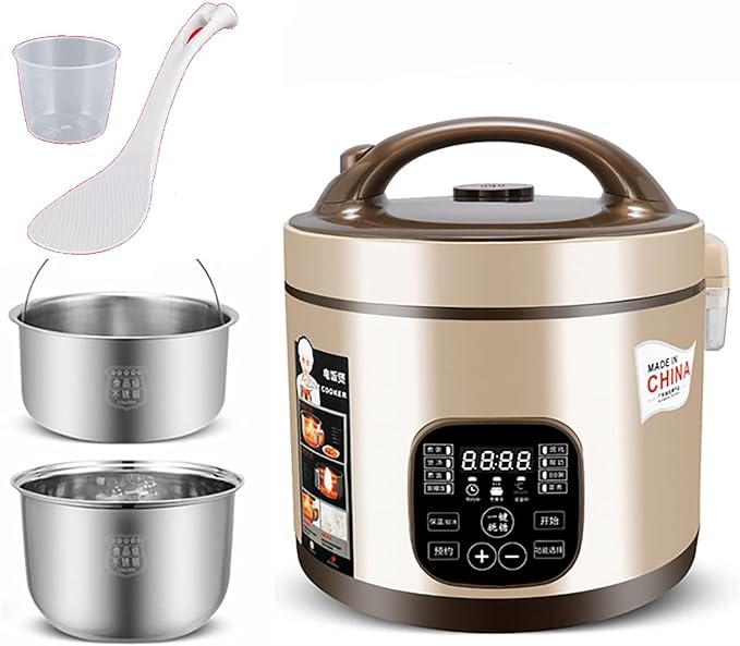 Rice Cooker Household 304 Stainless Steel Low-Sugar Multi-Function Rice Cooker Separate Rice Soup for 2-7 People (B 3l) (A 3l)