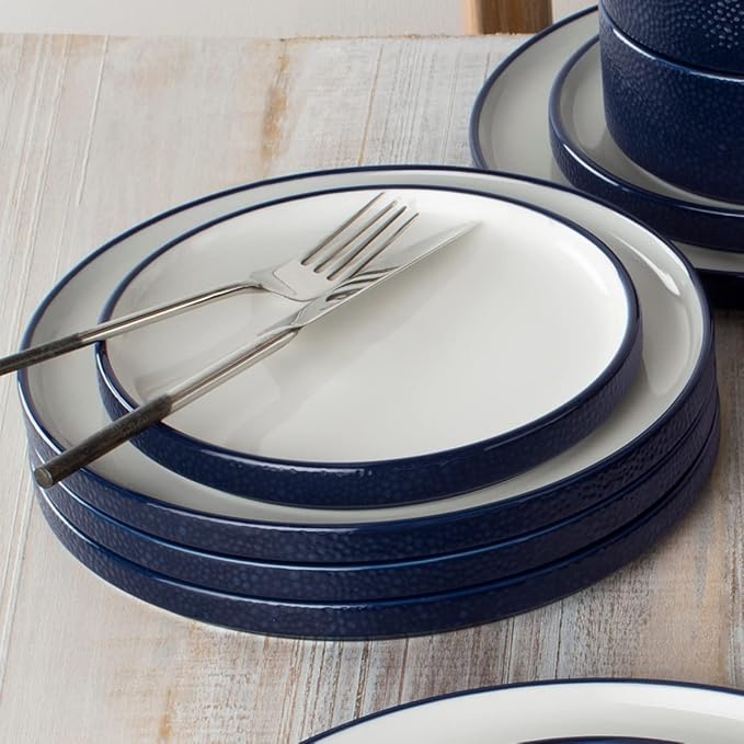 Noritake ColorTex Stone Navy 12-Piece Dinnerware Set Service for 4