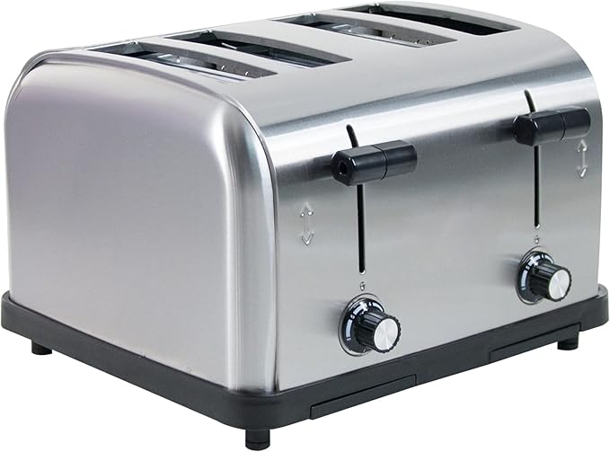 Clivia Commercial Toaster for Restaurant 4 Slice ToasterCommercial Bread Heating Machine Automatic Pop-UpStainless Steel Bread OvensSilver