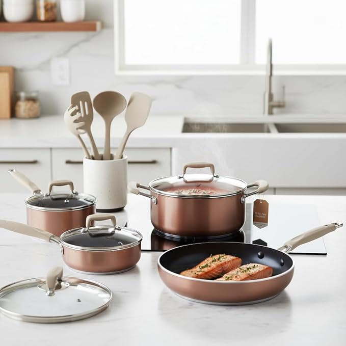 NutriChef 14-Piece Pots and Pans Set Non Stick – Induction Cookware Set PFAS-Free Nonstick Cookware for All Cooktops Includes Kitchen Utensils