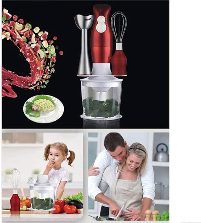 Hand Blender Turbo for Finer Results 4-in-1 Set Includes BPA-Free Food Chopper/Egg Beater/Beaker Ergonomic Grip
