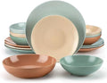 16 Piece Stoneware Tableware Set with Dinner Dessert Soup Plate Bowl Service for 4 person