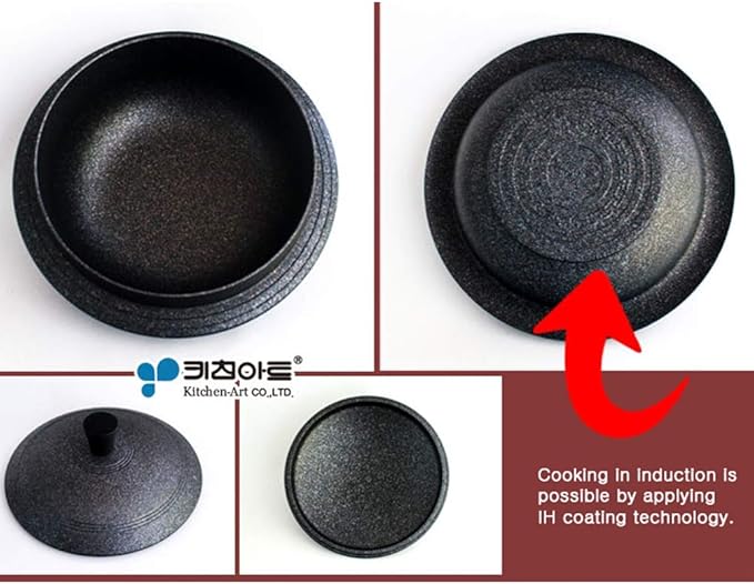 PN IH Induction Korean Traditional Iron Pot Rice Gamasot Ceramic Cauldron 7.7(20cm) Made in Korea