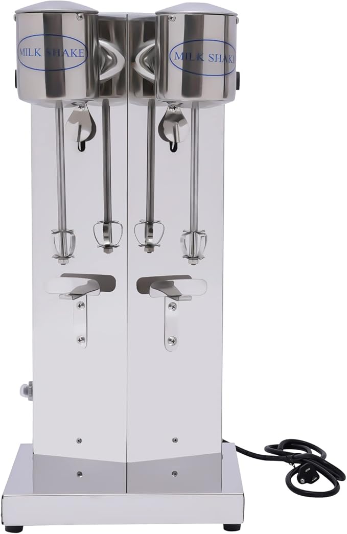 Milkshake Maker Commercial Stainless Steel Milk Shaking Machine With Double Head Drink Mixer 110V 180W Electric Milkshake Maker With 2Pcs 800ml Cups Household Milk Shaker For Making Drinks