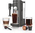 Single-Serve Coffee Maker Pods &amp Grounds 4 Brew Styles: Classic Rich Over Ice Specialty Compact Frother 6-24 oz Brew Sizes Travel Mug Friendly Gray PB050