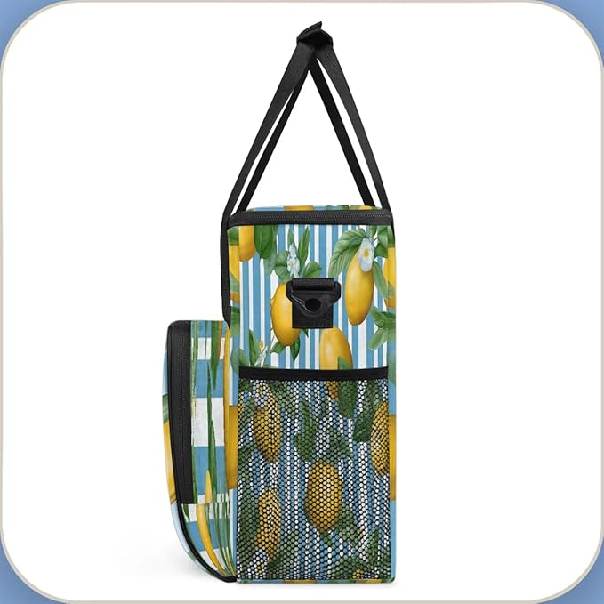 Stripes Lemon Coffee Maker Carrying Bag for Keurig K-Mini or K-Mini Plus Storage Portable Coffee Maker Travel Bag