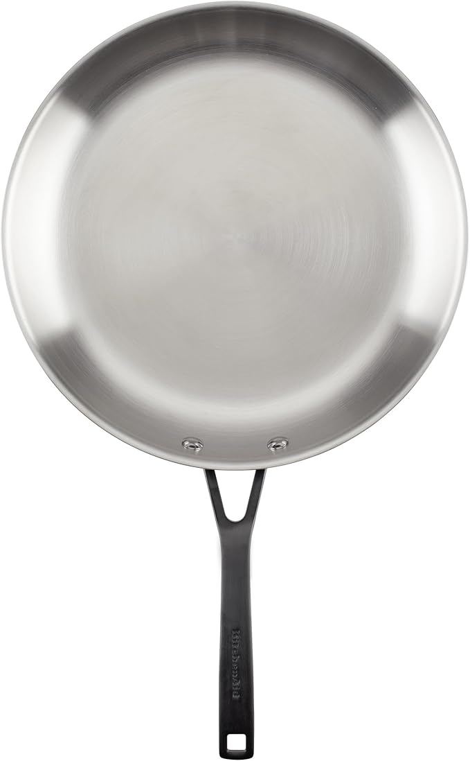 KitchenAid 5-Ply Clad Stainless Steel and Nonstick Induction Frying Pans/Skillet Set 8.25 Inch and 12.25 Inch - Polished Stainless Steel