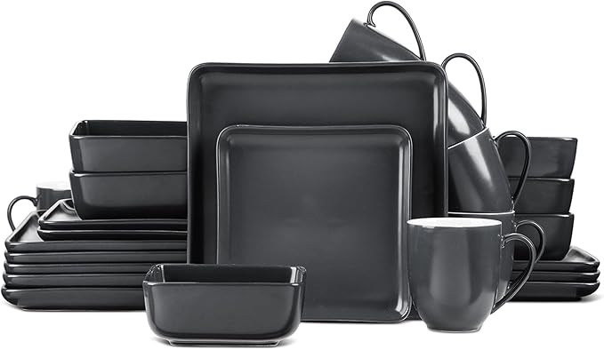 Stone Lain Amy Porcelain Dinnerware Set 24-Piece Service for 6 Gray