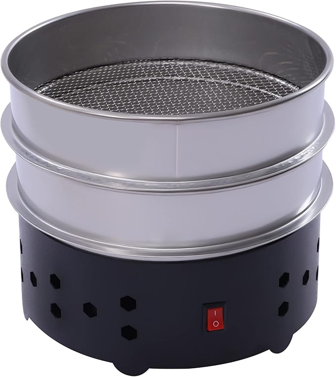 Double Layer Coffee Bean Cooler 1.3 LBS Electric Coffee Beans Cooling Machine with 304 Stainless Steel Mesh 1-3 Min Drying Time for Home Cafe Roasting Cooling Silver+Black