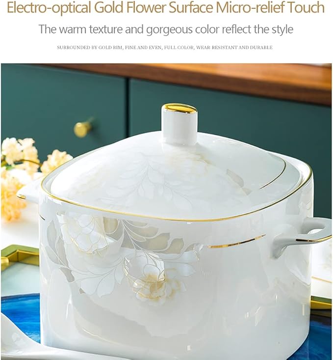 35 56 60PCS Ceramic Dinnerware Set Tableware Dishes Plates Ceramic Combination Dinner Service Set Porcelaine Service for 10 Phnom Penh Tableware Set (35 Pieces)