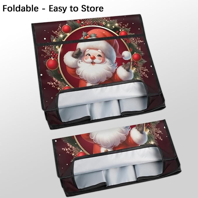 Kitchen Aid Mixer Cover Christmas Ball Santa Claus Stand Mixer Cover Compatible with 6-8 Quarts Stand Mixers Dust Covers with Zipper Pocket Foldable Washable Kitchen Aid Organizer Bag