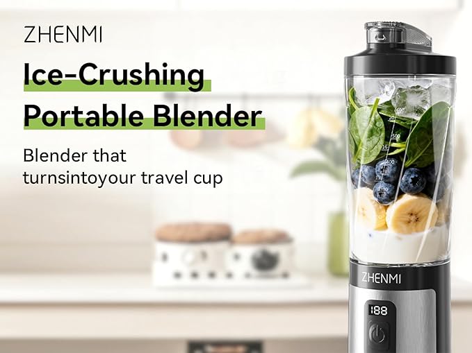 Portable Blender 20OZ Personal Smoothie &amp Shake Blender Leakproof Lid with Sip Spout USB-C Rechargeable Detachable &amp Easy-to-Clean black