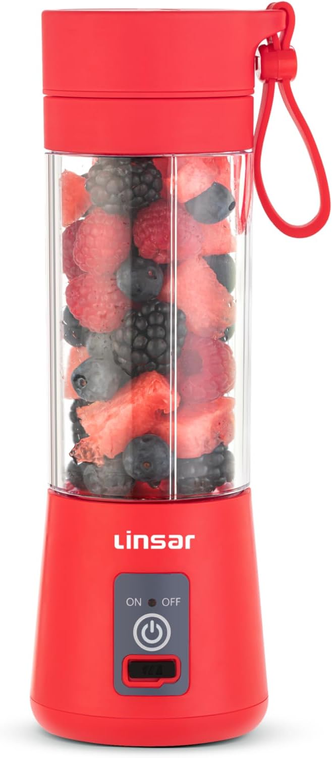 Portable Blender (Red) for Shakes and Smoothies with Durable Stainless Steel Blades for Powerful Blending Performance USB Rechargeable for Office Gym Kitchen and travel