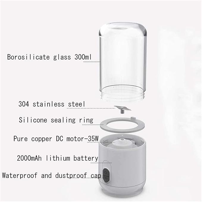 Electric Safety Juicer Cup Fruit Juice Mixer Mini Portable Rechargeable Juicing Mixing Crush Ice and Mixer 300 ml Water Bottle
