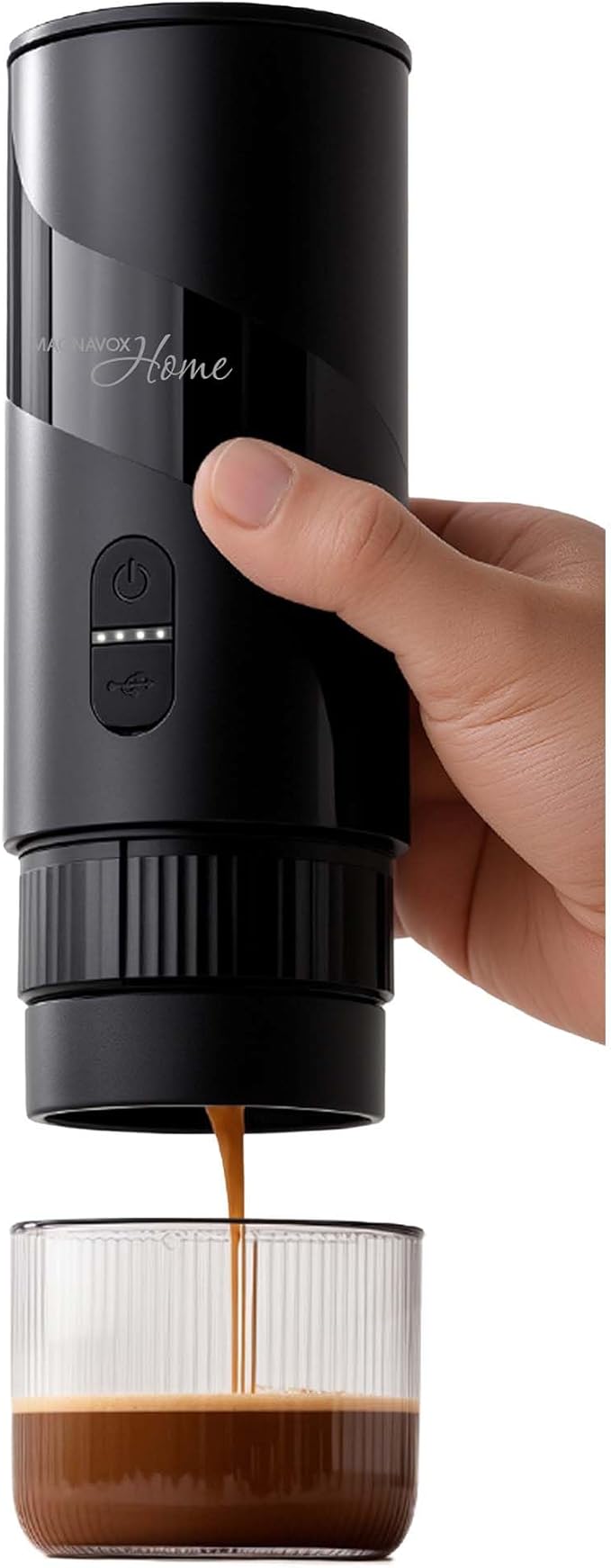 Magnavox HOME Portable Espresso Coffee Maker (Grounds or Pods) with Fast Brew Technology &amp Single Touch Control Ideal for Offices or Travel