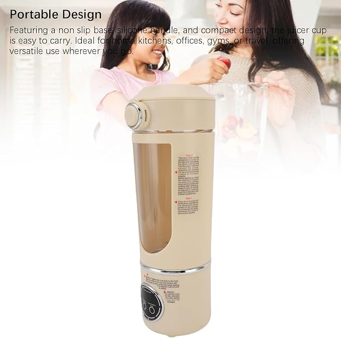 Portable Blender with Magnetic Induction Technology 1500mAh for Shakes Juices Smoothies Dishwasher Safe Compact Design for Home Office Gym Travel (Beige)