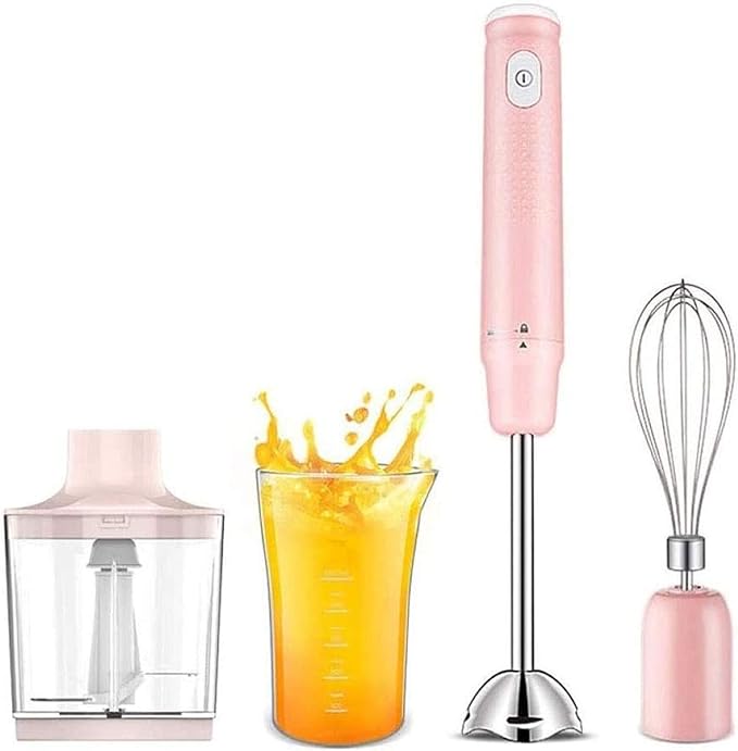 Immersion Hand Blender120W-Stepless Speed 4-in-1 Smart Stick Blender with Mixing BeakerEgg Whisk for Smoothies/Puree Baby Food/Sauces/SoupsPink