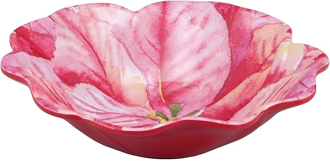 UPware 12 Piece Joyful Holiday Melamine Dinnerware Sets Outdoor Dishes Set Plates and Bowls Sets Christmas Decorations Service for 4 Red