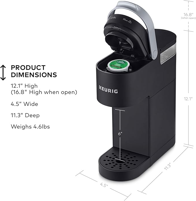 Keurig K-Mini Single Serve K-Cup Pod Coffee Maker 6 to 12oz Brew size with Cord Storage Perfect for Small Spaces Black