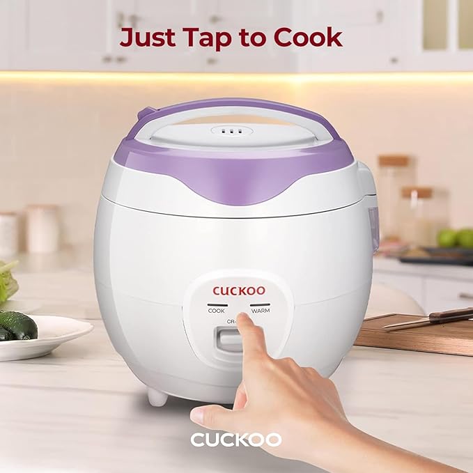 CUCKOO Basic Rice Cooker 6-Cup Uncooked / 12-Cup Cooked Versatile Rice Maker with Non-Stick Inner Pot Easy to Use Auto Keep Warm White/Purple (CR-0671V)