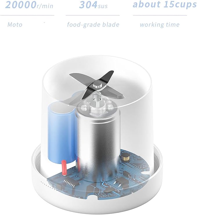 Portable Blender Cup Personal Size Juicer with 350ml Capacity and 4 Blades Excellent Mixing Ability and Easy to Clean USB Magnetic Charging for Breakfast Travel Vacation