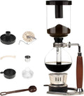 Glass Siphon Coffee Maker Automatic Vacuum Coffee Brewer 3-Cup (360ml) with Alcohol Burner Adjustable Buffer Clamp Stainless Steel Bracket Base for Coffee Aficionados