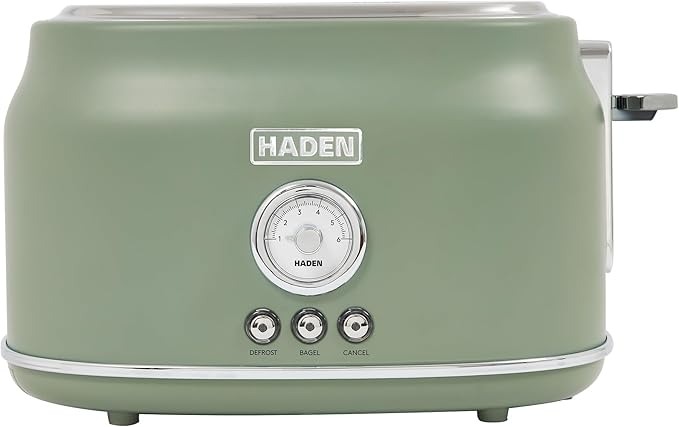 Haden Dorset 2 Slice Wide Slot Stainless Steel Toaster with Adjustable Browning Control &amp Non Slip Feet Cedar Green &amp Chrome