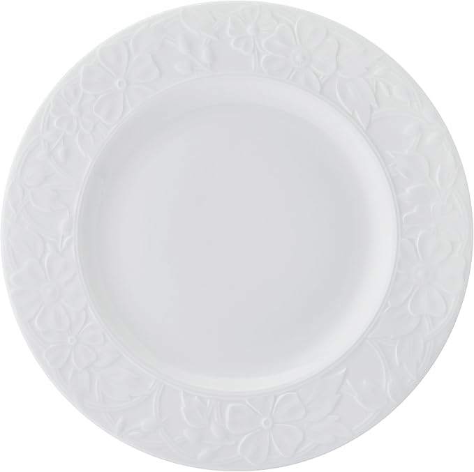 Mikasa Claire Floral Bone China Lightweight Chip Resistant 12 Piece Dinnerware Set Service for 4 White