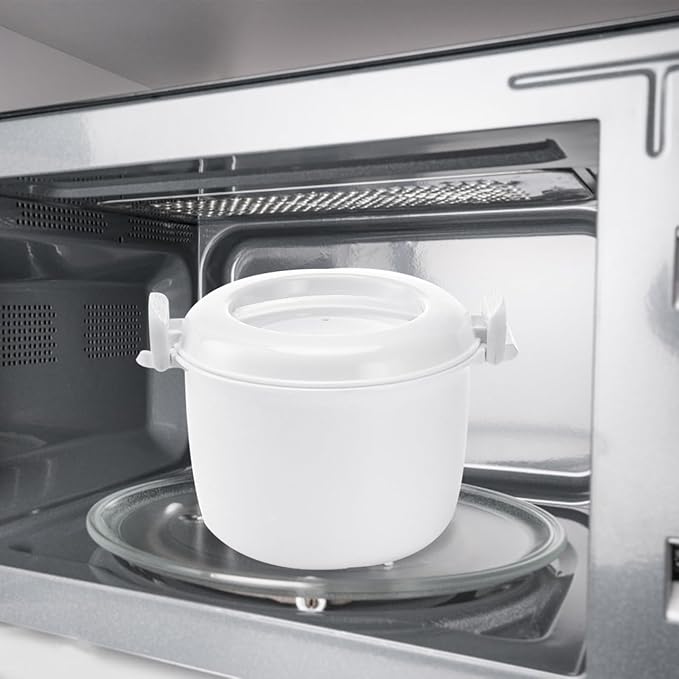 Hemoton Microwave Rice Cooker Rice :2pcs Round Microwave Food Container Microwaveable Rice Pasta Cooker Microwave Rice for Rice Chicken Pasta