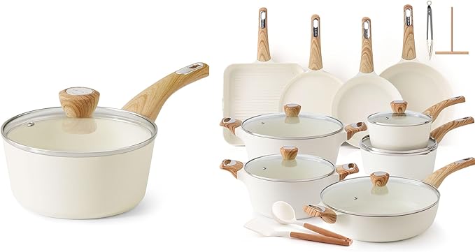 SENSARTE 26 Pcs Nonstick Kitchen Ceramic Cookware Sets1.5 Quart Small Saucepan with LidNon stick Saucier Pan Induction Pot