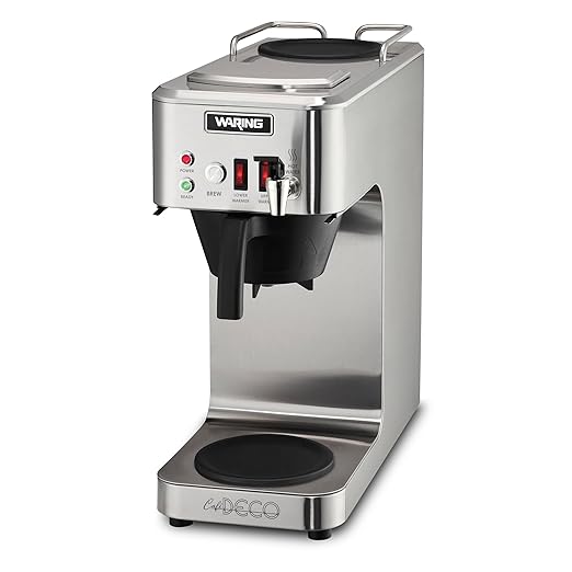 Waring Commercial WCM50P Café Deco Pour Over Coffee Brewer 64 oz 120V 5-15 Phase Plug Not Plumbed