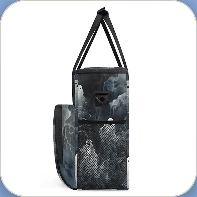 Halloween Ghosts Coffee Maker Carrying Bag Abstract Ghosts Travel Storage Bag Compatible with K-Mini or K-Mini Plus Single Serve Coffee Brewer Carrying Case with Multiple Pockets &amp Shoulder Stra
