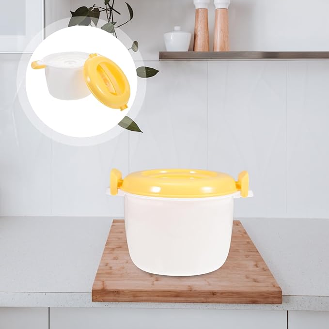 Unomor Microwave Rice Cooker 7.1 Inch Portable Plastic Rice Container with Lid for Steaming Pasta Veggies and More Ideal for Home Office Travel