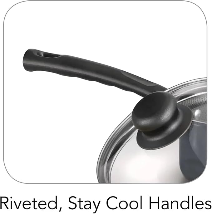 10-piece Set of Non-stick Coated Cookware with Riveted Handles Dishwasher Safe
