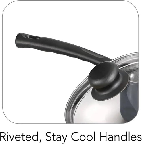 10-piece Set of Non-stick Coated Cookware with Riveted Handles Dishwasher Safe