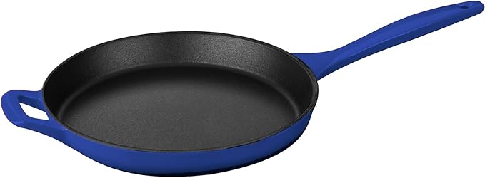 La Cuisine Piece Enameled Cast Iron 5 pc set Pro Range 3.75QT Saute 6.75QT Oval w/lid 10 Fry Pan High Gloss  Blue/Sapphire
