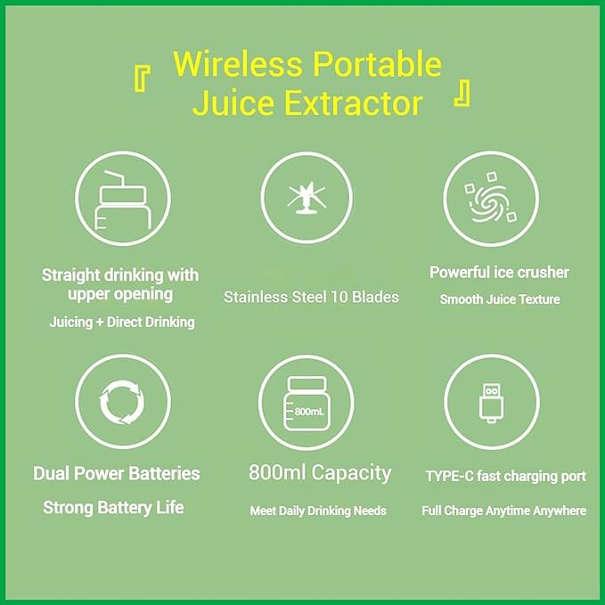Portable Blender 28OZ Large-Capacity Cordless Juicer Cup with Straw &amp Strap Rechargeable Mini Blender for Smoothies Shakes Juices &amp Travel (Green)