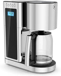8 Cup Programmable Glass Coffee Maker – Stainless Steel &amp Black Auto Brew Timer Digital Display Home Coffee Machine