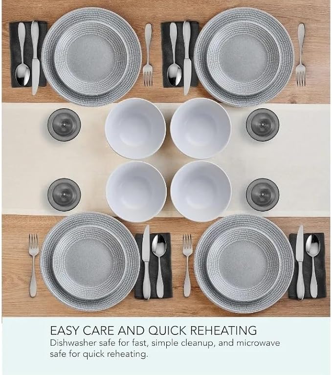 12 Piece Dinnerware Set Service for 4 Dinnerware Set Dishes and Plates Sets Dinner Plate Salad Plate Dinner Bowl