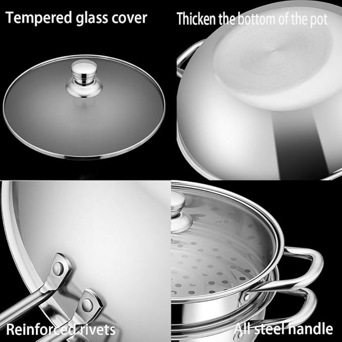 Stainless Steel Cookware Set - Total Non Stick - Induction Suitable - Pfao Free - Set of 2Can Be Used for Gas Induction CookerEasy to CleanSilver Cookware