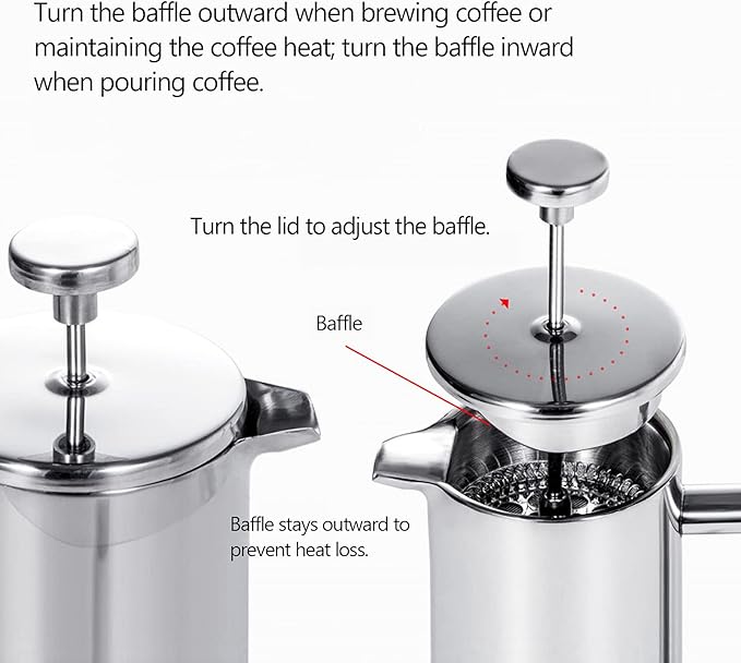 TARSHYRY French Press Coffee 350ml 800ml 1000ml French Press Coffee Maker Stainless Steel Double Walled Insulated Coffee Maker Pot Dishwasher Coffee Pot (800ml)