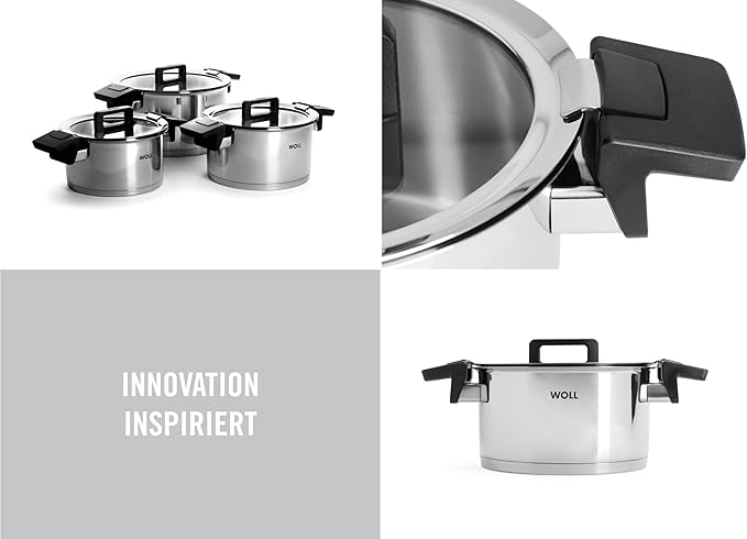 Woll Concept 6-Piece Induction Saucepan Set Suitable for All Types of Cookers Stainless Steel Oven-Safe up to 200° Silver