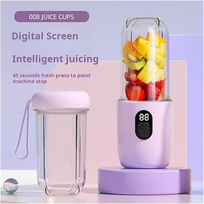 Compatible for 500ML Portable Blender with Lid Rechargeable Wireless Orange Juicer 16 Stainless Blades Smoothie Vegetables Fruits Mixer(WHITE)