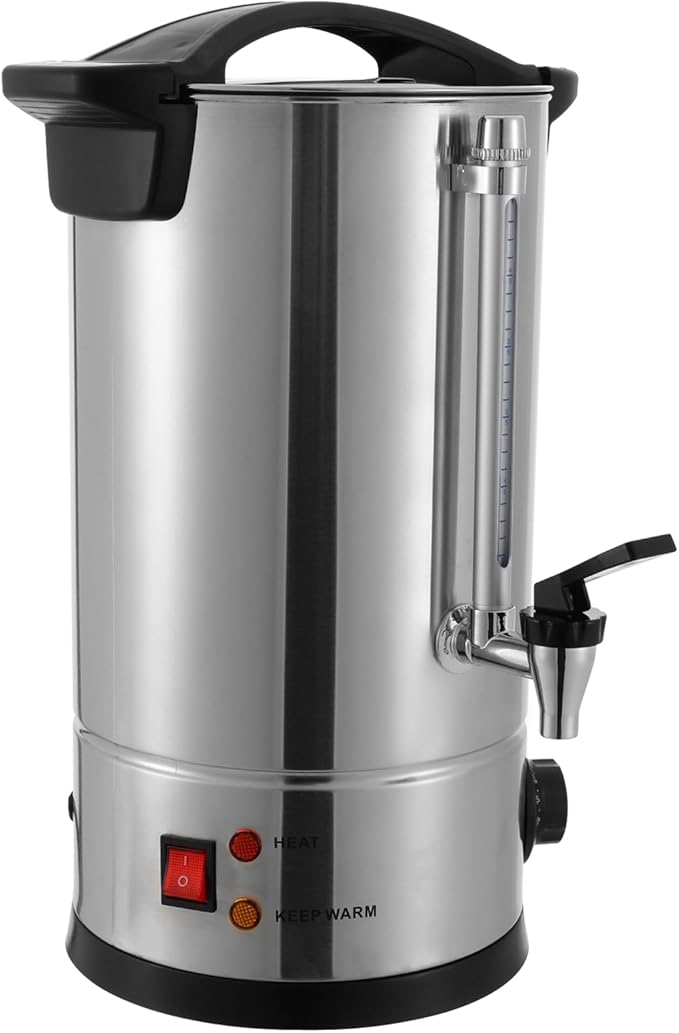 160 Cups Coffee Urn Stainless Steel Commercial Coffee Maker 25L/6.6Gal Electric Hot Beverage Dispenser Hot Water Urn Large Coffee Dispenser Insulated for Catering Wedding Party