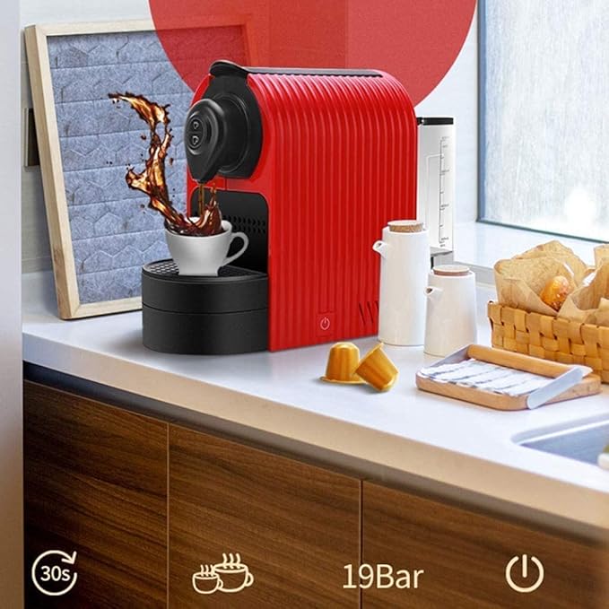Automatic Brewing Coffee Grinder Household Portable Coffee Machine Automatic Small Grinding Integrated Italian Office Grinder Juice Machine (Color : Rojo)