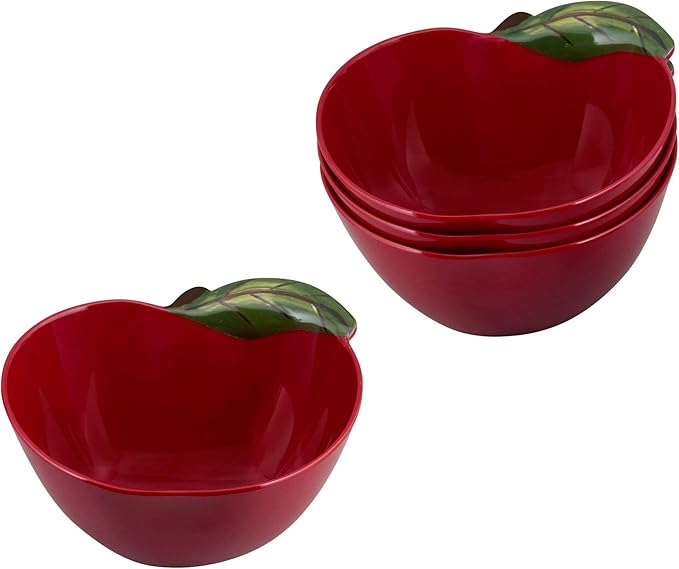 Supreme Housewares 12-Piece Melamine Dinnerware Set Includes Dinner Plates Salad Plates Bowls Service for 4. (Apple)