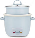 4-Cup Cooked 2-Cup Uncooked Rice Cooker &amp Food Steamer with Bonded Ceramic &amp Pop-Up Steam Tray - Blue