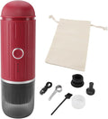 Portable Electric Espresso Machine Self-Heating Automatic Extraction 80ml Mini Coffee Maker for Camping/Travel/RV/Hiking/OfficeUSB-C &amp Car Charger(Black)(Red)